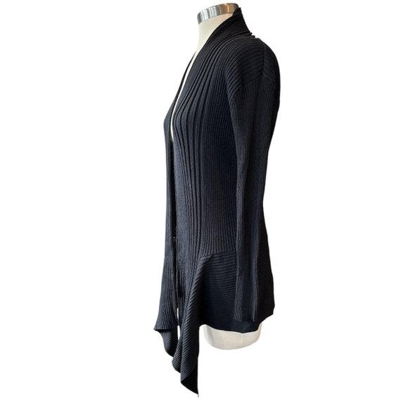 Belldini Black Ribbed Cardigan Long Front - Picture 3 of 8